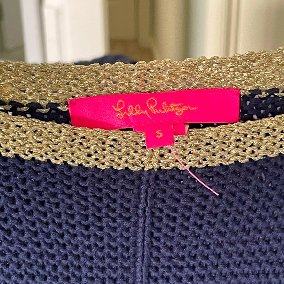 New Lily Pulitzer Sweater Navy Blue with Gold - Picture 2 of 5